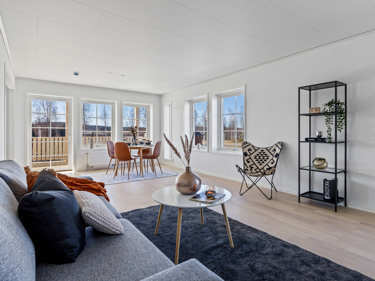 Bilde av stuen i husmodellen Fanny