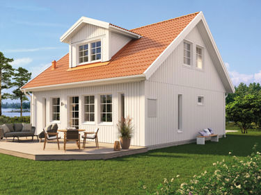 Bilde av husmodellen Lasse med sprosser på vinduene