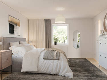 Bilde av hovedsoverommet i husmodellen Mikael