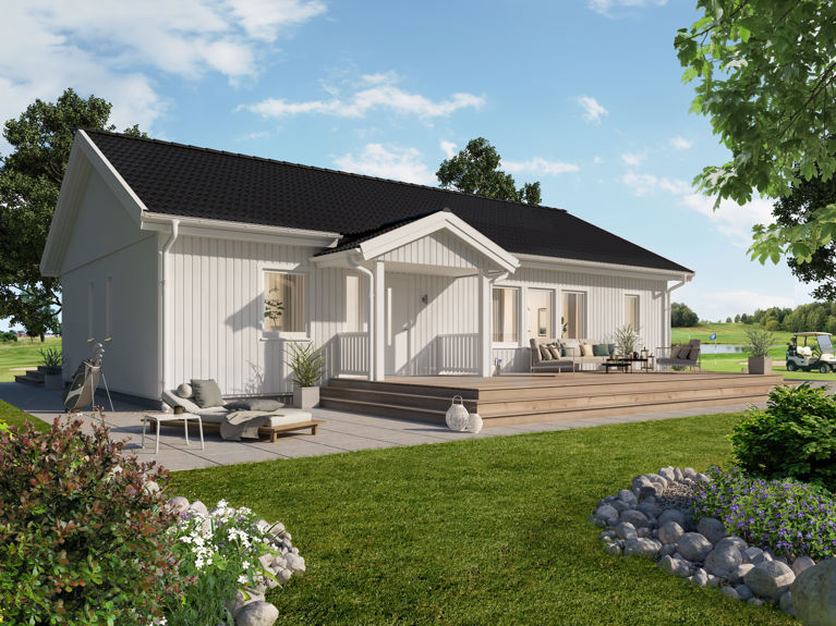 Bilde av enetasjes huset Minna med standard takvinkel