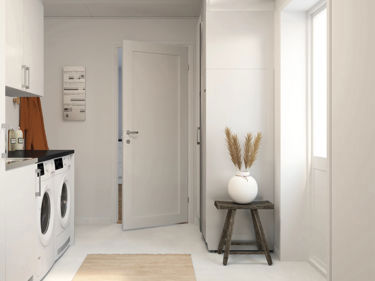Bilde av vaskerom med vindusdør i groventréen