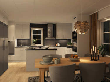 Bilde av kjøkkenet i husmodellen Greta