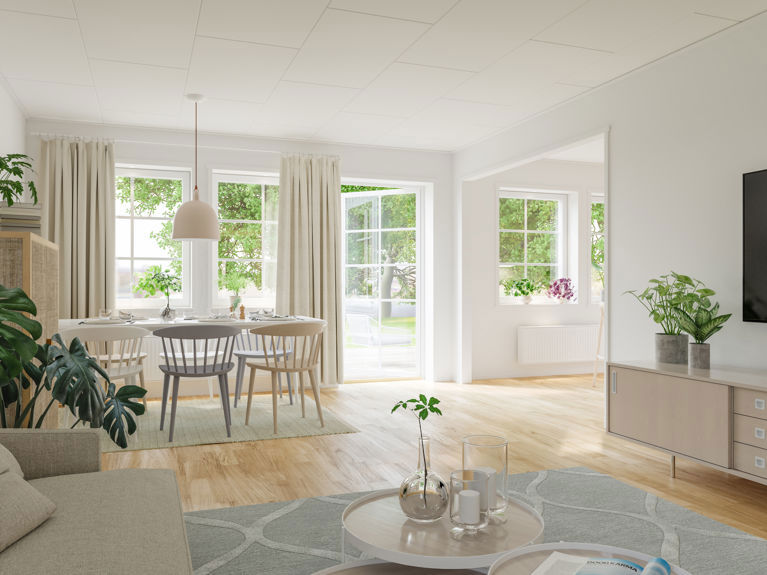 Bilde av stue i husmodellen Fanny