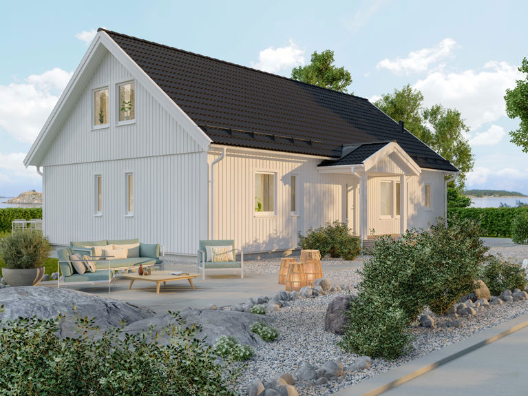 Bilde av husmodellen Astrid med standard tak