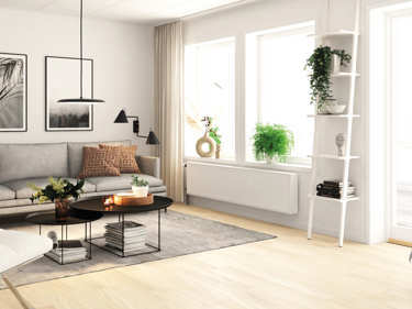 Bilde av stuen i huset Eva