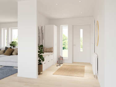 Bilde av hallen med langt dekorvindu - husmodellen Sofia