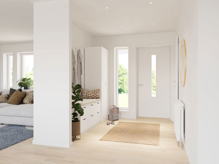 Bilde av hallen med langt dekorvindu - husmodellen Sofia