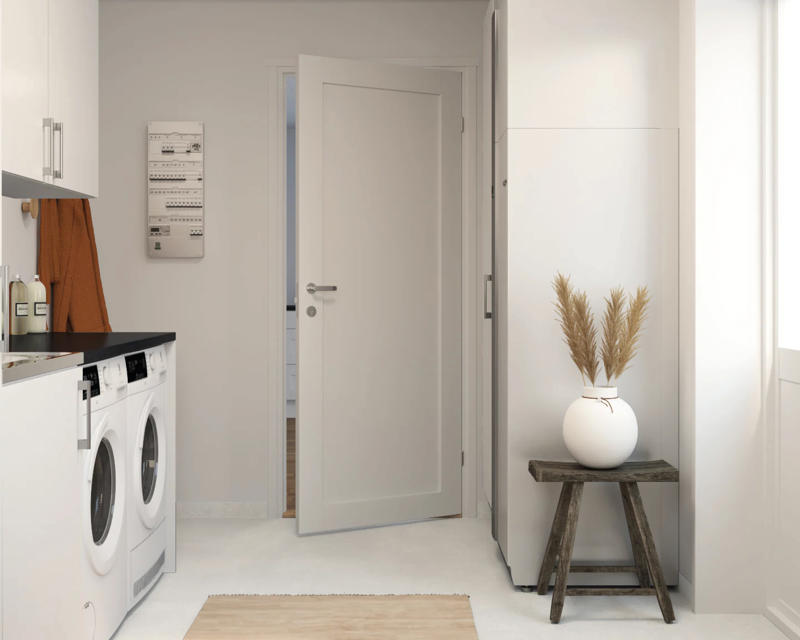 Bilde av vaskerom med vindusdør i groventréen