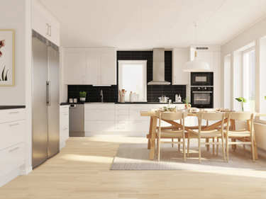 Bilde av kjøkken med oppgraderte tilvalg i vinkelhuset Josefine