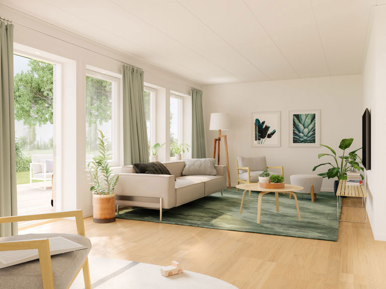 Bilde av stuen i huset Edith