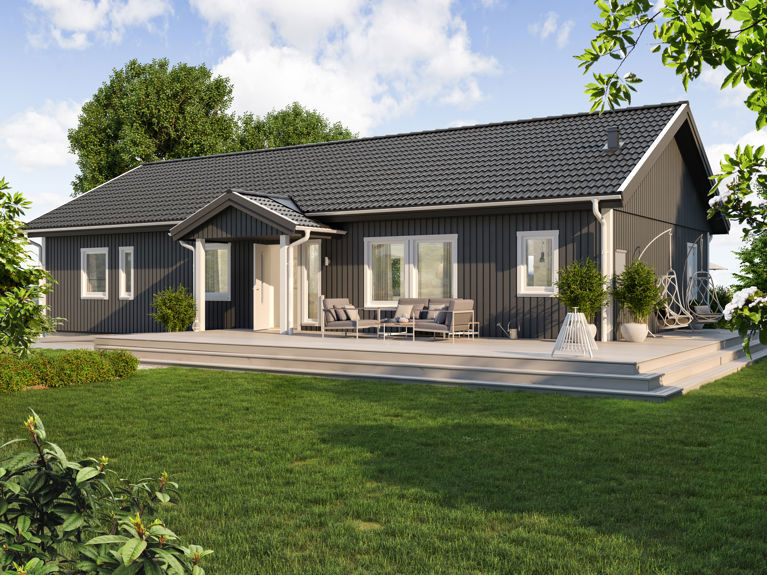 Bilde av husmodellen Linnea med standard tak