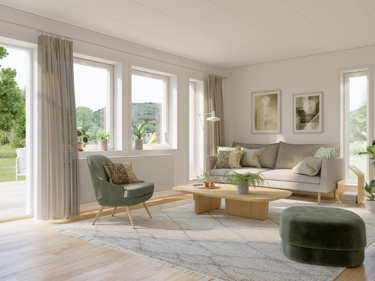 Bilde av stuen i huset Lasse