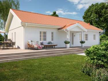 Bilde av husmodellen Greta med sprosser på vinduene