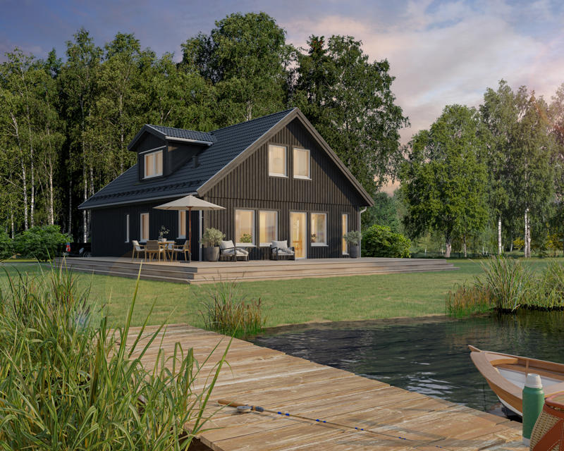 Bilde av huset Alvar med gavlbalkong og forhøyet veggliv