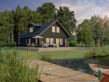 Bilde av huset Alvar med gavlbalkong og forhøyet veggliv