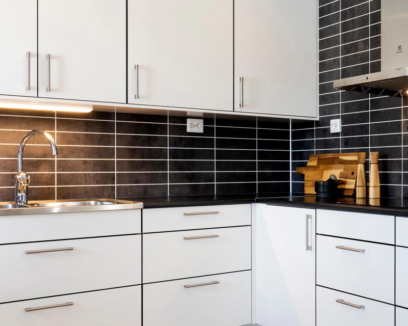 Bilde av standard kjøkkenfront som er inkludert i husprisen