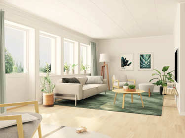 Bilde av standard stue i husmodellen Edith