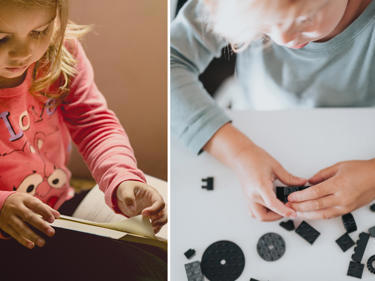 Bilde av barn som tegner og leker