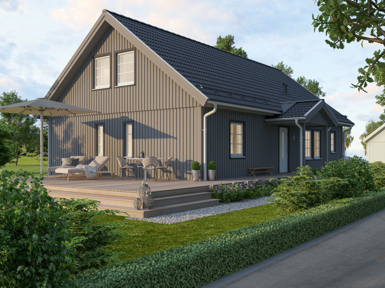 Bilde av husmodellen Edith med standard tak