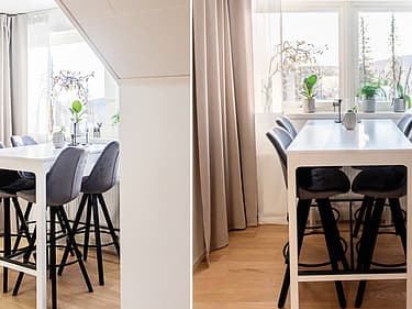 Todelt bilde av en sittegruppe