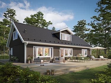 Kveldsbilde av husmodellen Astrid