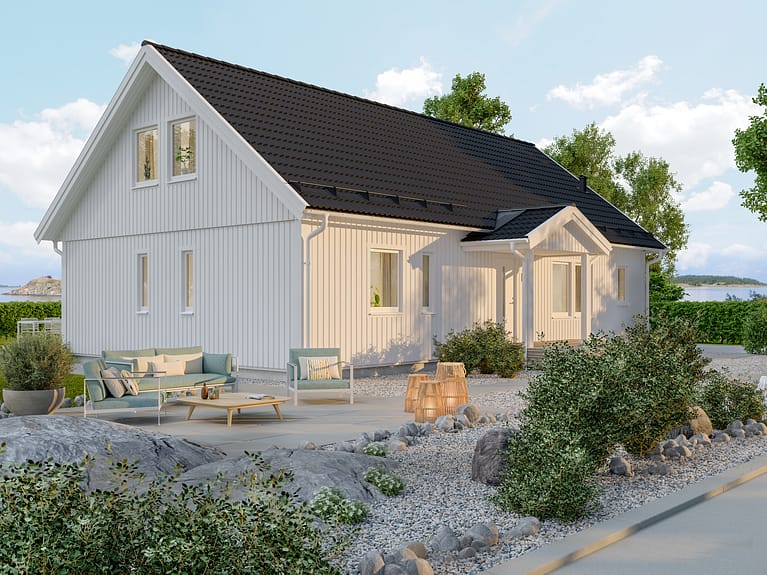 Bilde av husmodellen Astrid med standard tak