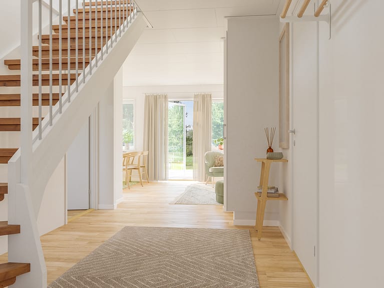 Bilde av hallen i husmodellen Lasse